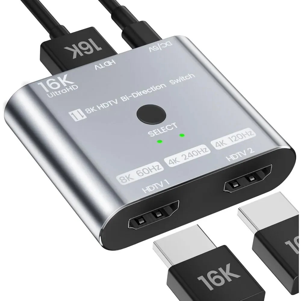 HDMI 2.1 Switch 8K@120Hz 4K@240Hz 2x1 Bi-Directional VRR HDR10+ Splitter PS5
